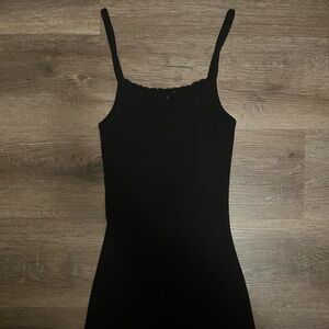 Brandy Melville Black lace trim bodycon dress with small bow detail